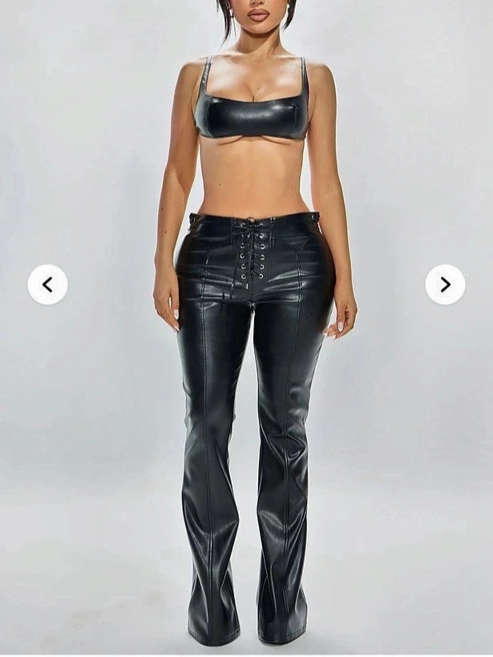 Fashion Nova Vivienne Faux Leather Lace Up Pant Pants in Black